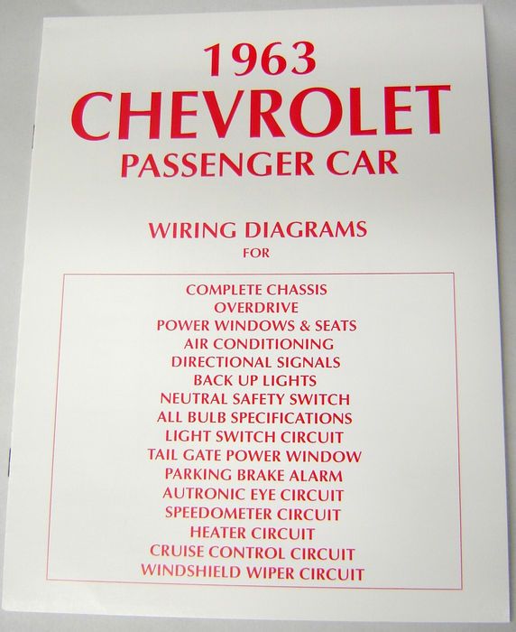 63 Chevy Impala Electrical Wiring Diagram Manual 1963 | eBay